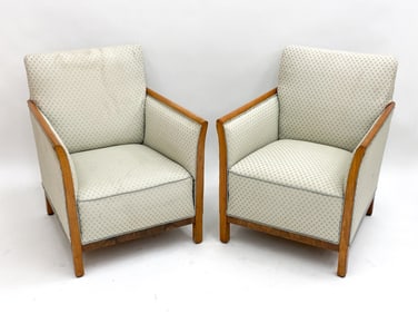 PAIR DANISH ART DECO STYLE CLUB CHAIRS, C.1940'S