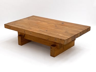 DANISH PINE BRUTALIST COFFEE TABLE ATTR LYNGSOE