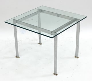 DANISH CHROME & GLASS KJAERHOLM STYLE COFFEE TABLE