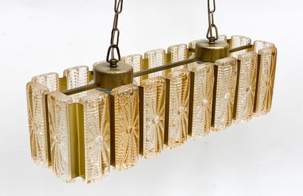 VIKTRA DANISH BRASS & GLASS PENDANT LIGHT C.1960'S