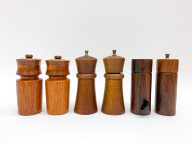 (6) DANISH TEAK SALT & PEPPER MILLS