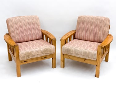 (2) SWEDISH PINE LOUNGE CHAIRS C.1960'S