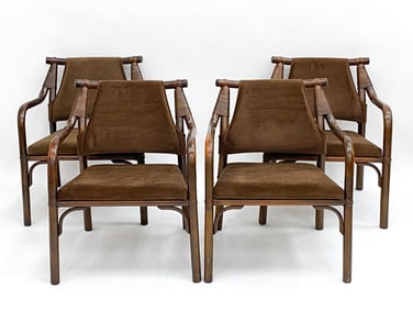 SCANDINAVIAN BAMBOO & SUEDE ARM CHAIRS C.1970'S