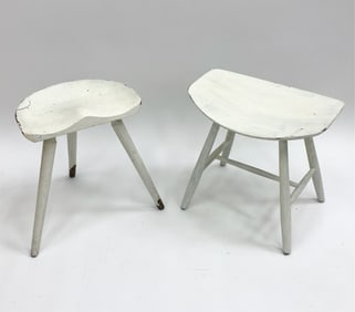 (2) DANISH PAINTED BEECH STOOLS