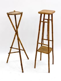 (2) DANISH BAMBOO PLANT STANDS. C.1940'S