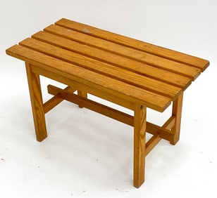 VINTAGE DANISH PINE SLAT BENCH