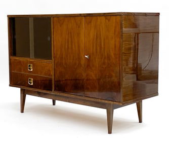 DANISH WALNUT DISPLAY CABINET C.1930'S