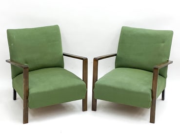 (2) DANISH ART DECO WALNUT LOUNGE CHAIRS. C.1950'S