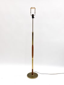 DANISH BRASS & TEAK LAMP. C 1960'S