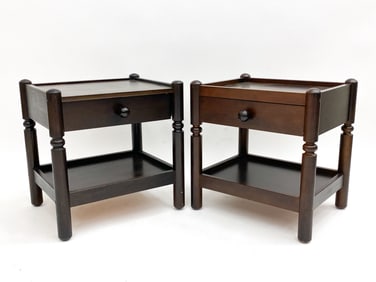(2) SWEDISH STAINED OAK END TABLES. C.1970'S