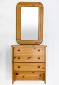 DANISH PINE CHEST & MIRROR