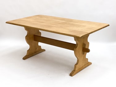 DANISH OAK TRESTLE TABLE ATTR. KJAERNULF C.1970'S