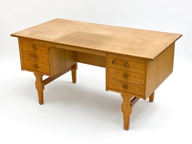 DANISH OAK EXECUTIVE DESK ATTR. KJAERNULF C.1960'S