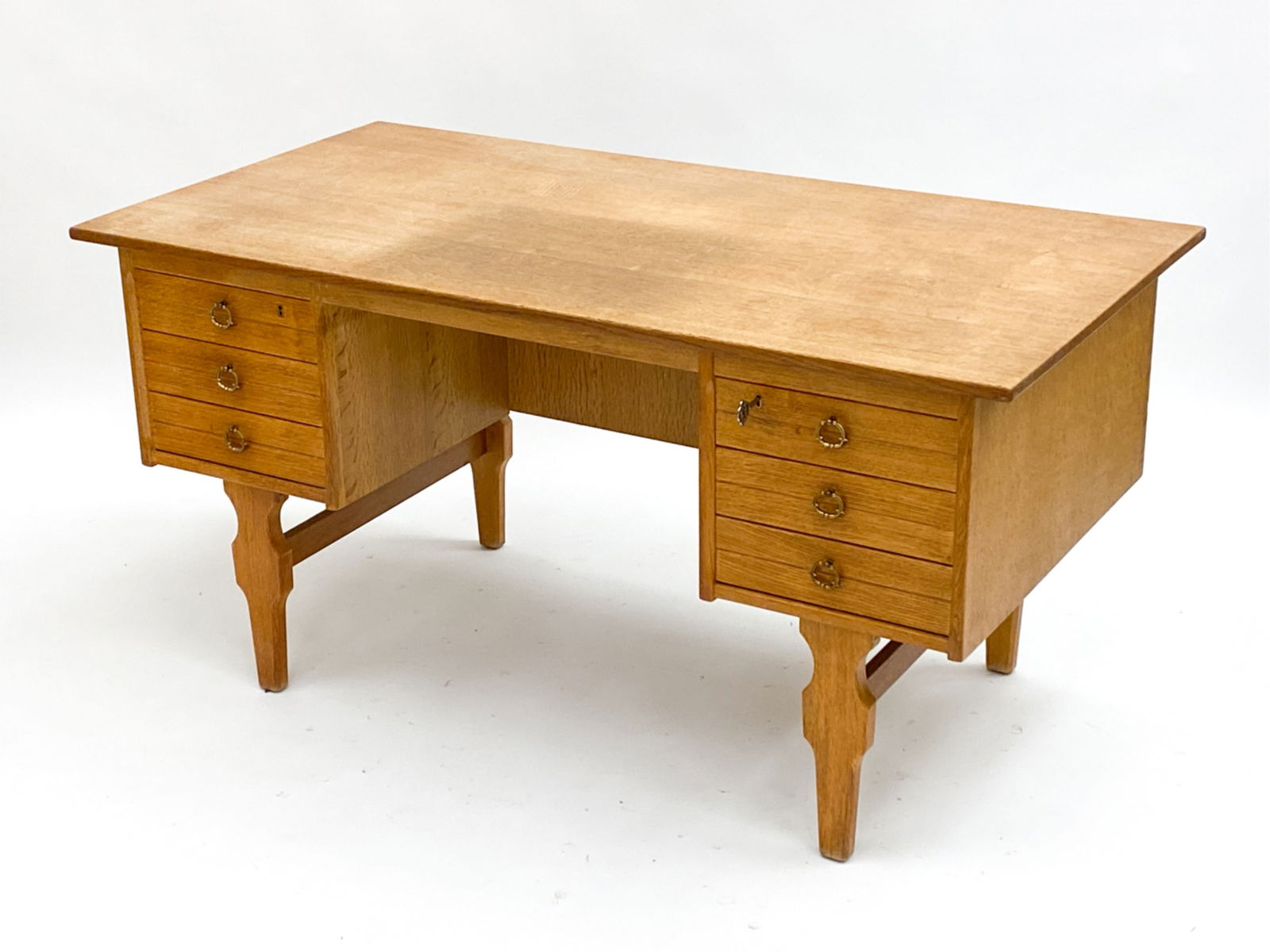 DANISH OAK EXECUTIVE DESK ATTR. KJAERNULF C.1960'S (1 of 12)
