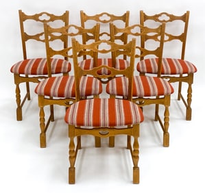 HENNING KJAERNULF STYLE DANISH OAK DINING CHAIRS