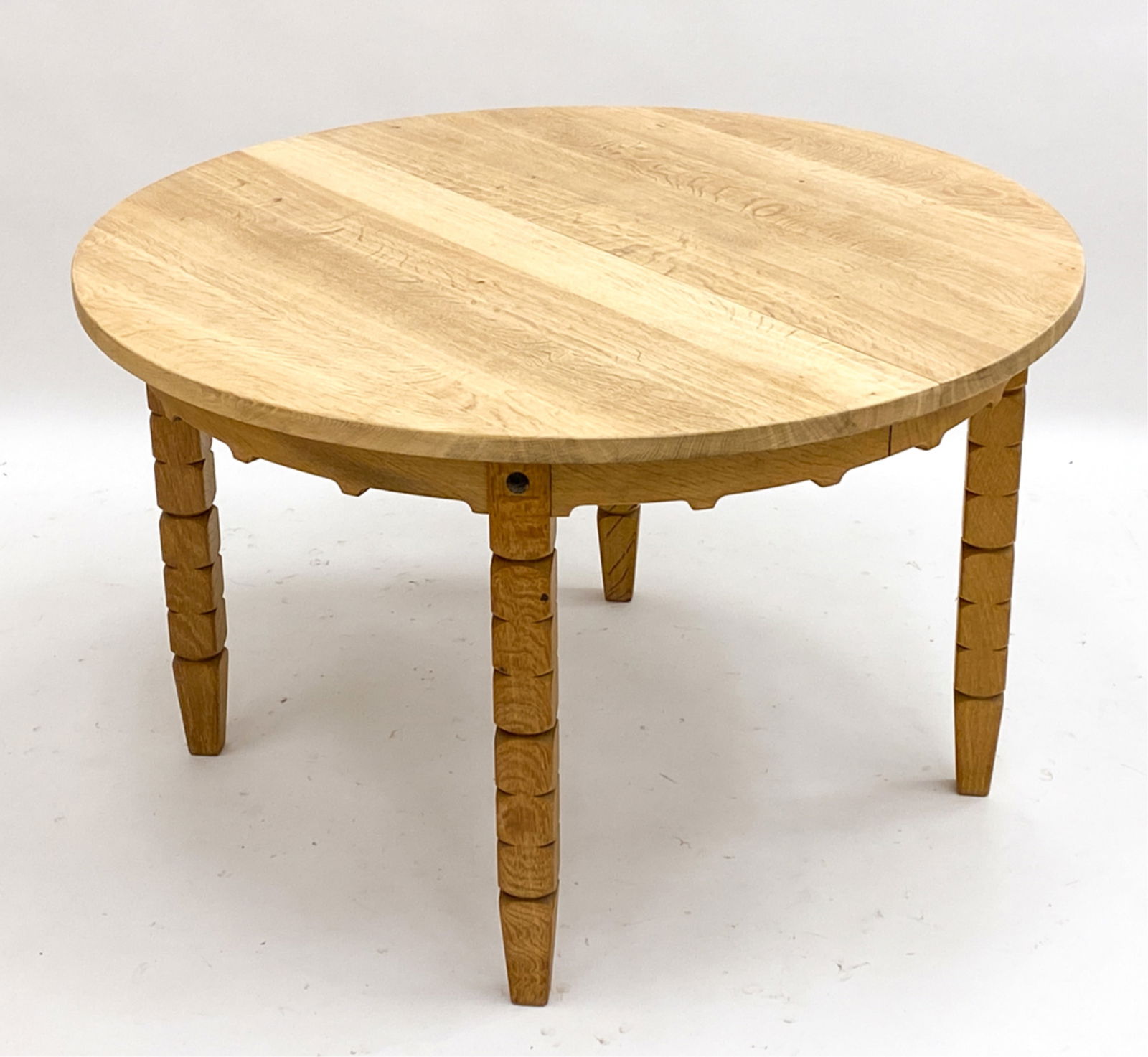 DANISH ROUND OAK DINING TABLE ATTR KJAERNULF (1 of 9)