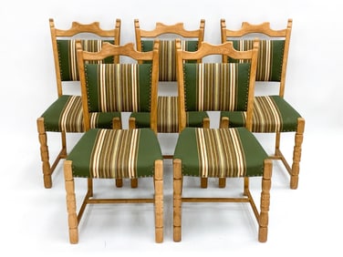 (6) DANISH OAK DINING CHAIRS ATTR KJAERNULF.