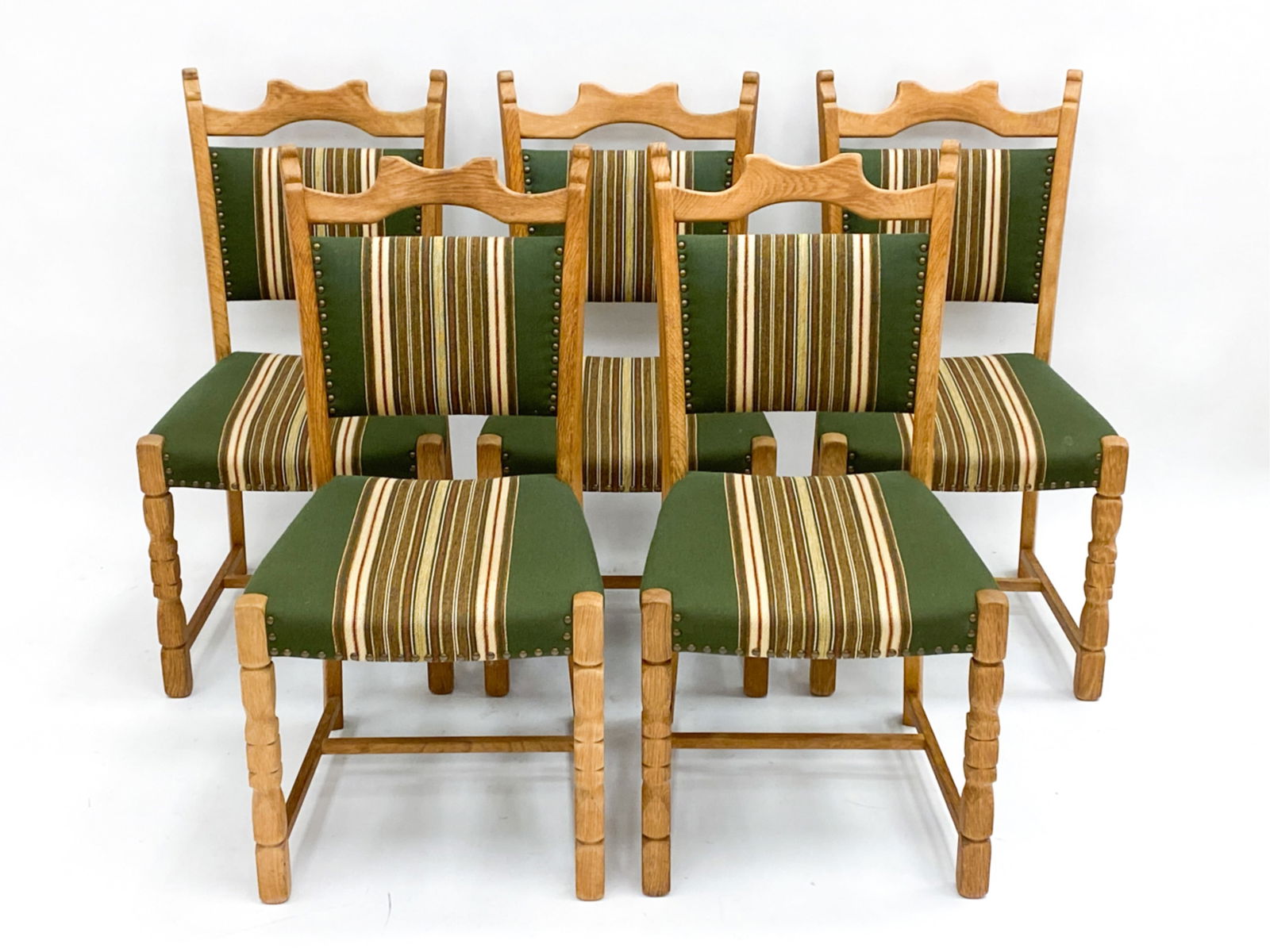 (6) DANISH OAK DINING CHAIRS ATTR KJAERNULF. (1 of 13)