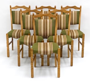 6 DANISH OAK DINING CHAIRS IN MANNER OF KJAERNULF