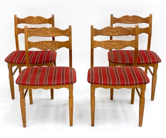 (4) HENNING KJAERNULF DANISH OAK DINING CHAIRS