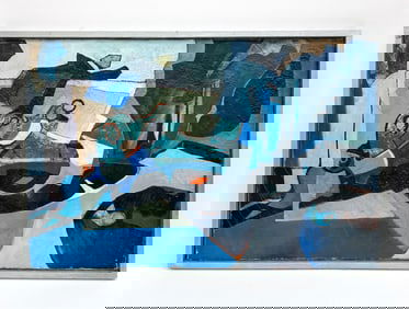 DANISH 20TH CENTURY ABSTRACT O/C PAINTING
