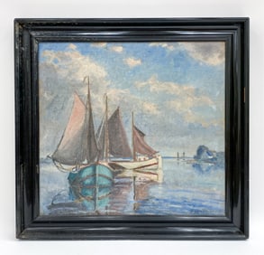 DANISH 1917 NAUTICAL OIL ON CANVAS BY PEDERSEN