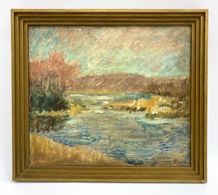 DANISH IMPRESSIONIST O/C LANDSCAPE PAINTING