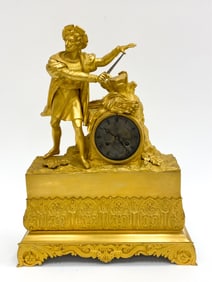 FRENCH GILT BRONZE EMPIRE MANTLE CLOCK