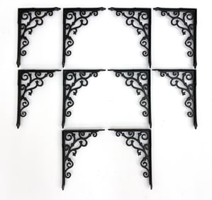 (10) VINTAGE DANISH CAST IRON WALL SHELF BRACKETS