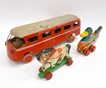 VINTAGE DANISH WOODEN TOYS & LEGO BUS