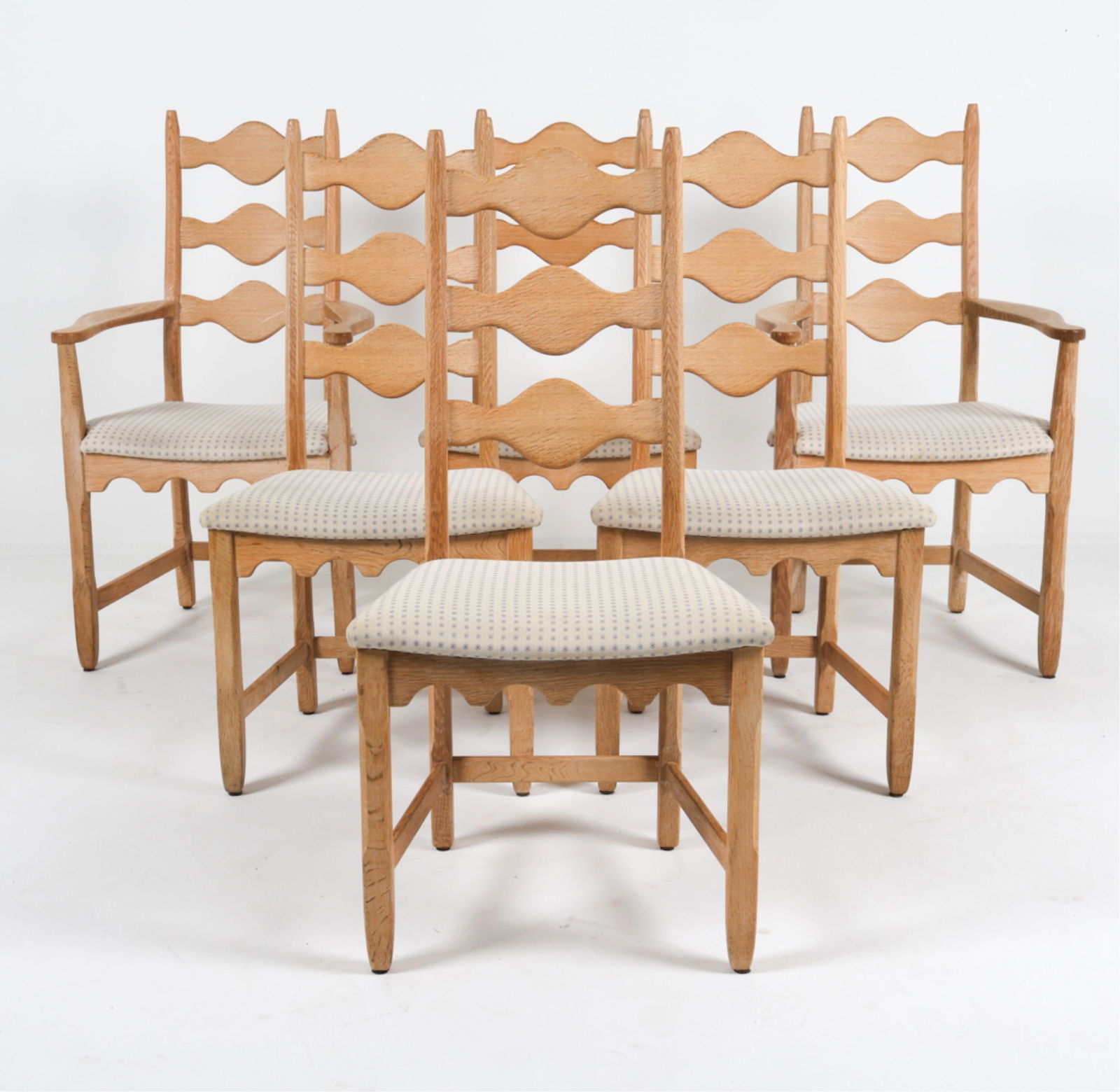 (6) OAK LADDERBACK DINING CHAIRS ATTR. KJAERNULF (1 of 12)