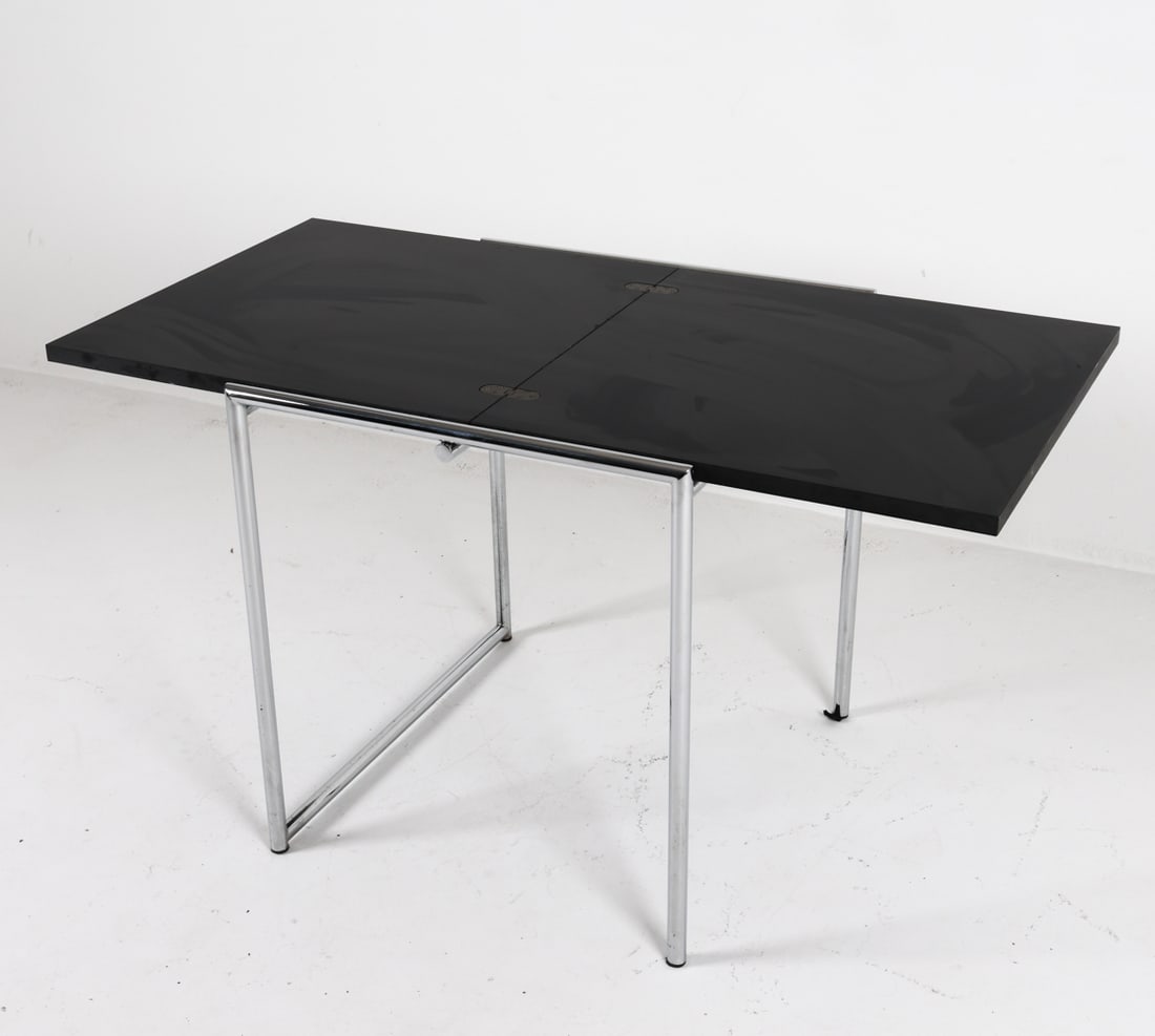 EILEEN GRAY EBONIZED WOOD AND CHROME DINING TABLE (1 of 13)