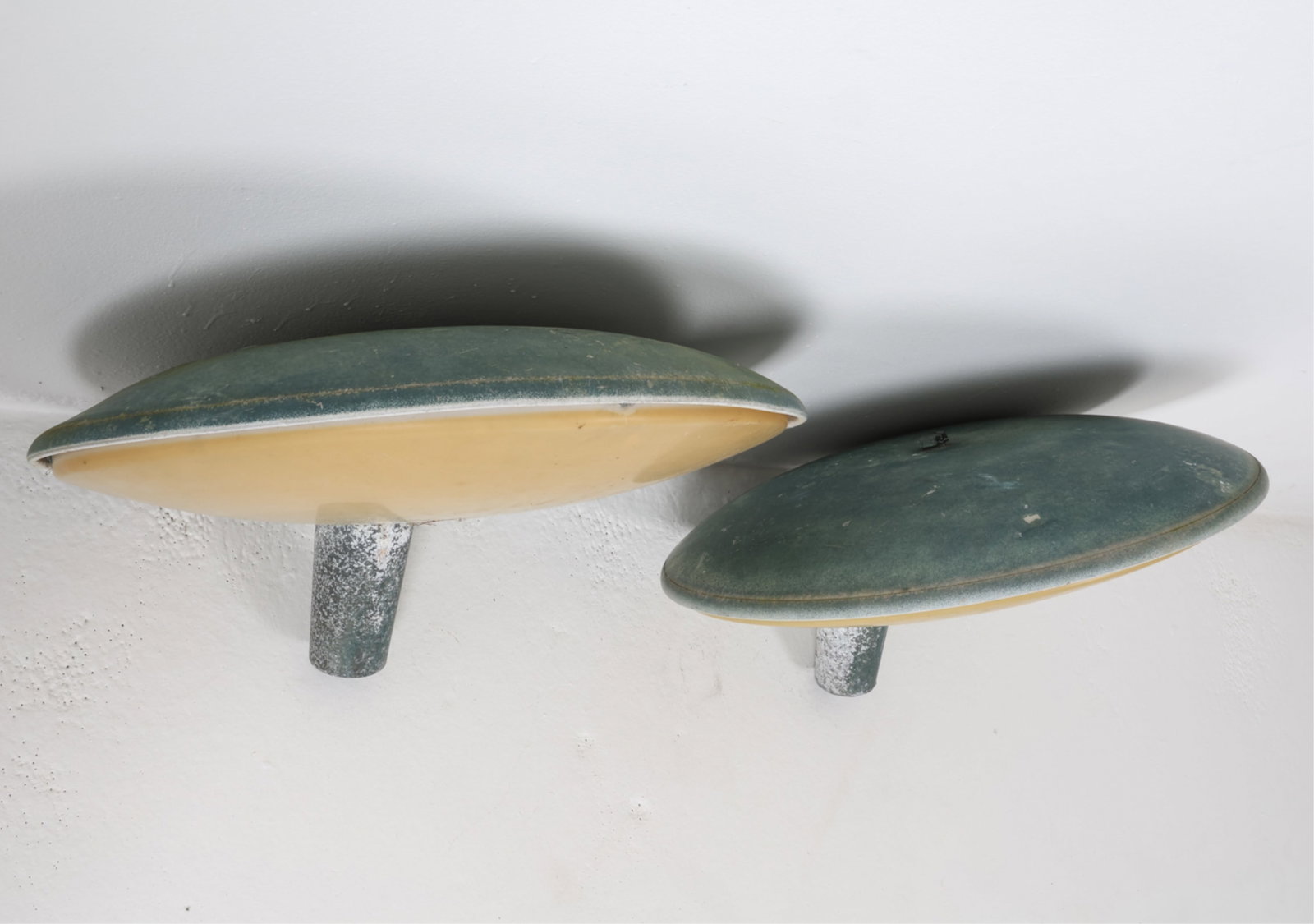 (2) DANISH MID-CENTURY SAUCER OUTDOOR LIGHTS (1 of 9)