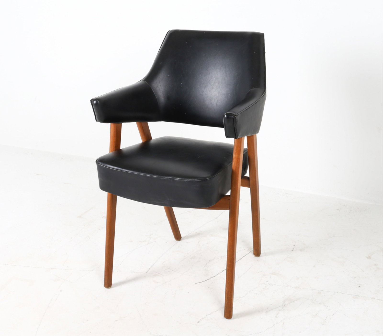 DANISH BEECH AND LEATHER ARMCHAIR, CIRCA 1970'S (1 of 14)