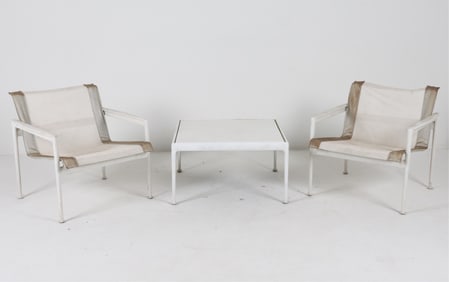 RICHARD SCHULTZ KNOLL OUTDOOR ARM CHAIRS & TABLE