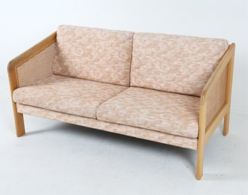 DANISH BEECH AND CANE SOFA BY NIELAUS