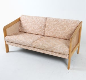 DANISH BEECH AND CANE SOFA BY NEILAUS