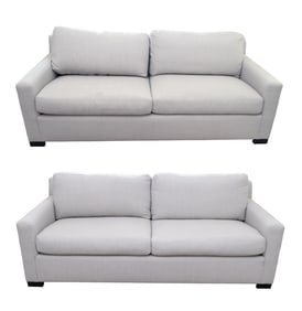 PAIR OF SOFAS WITH LIGHT GREY LINEN