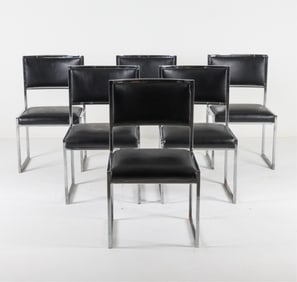 (6) 20TH C. CHROME AND VINYL ARM CHAIRS