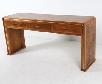 AMERICAN OF MARTINSVILLE BURL CONSOLE TABLE