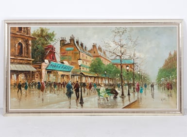 DE VITI PARISIAN STREET SCENE PAINTING O/C