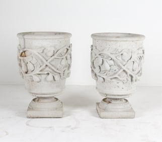 PAIR OF CAST CONCRETE NEOCLASSICAL PLANTERS