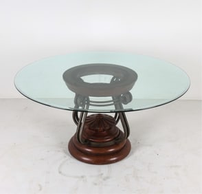 IRON & WOOD ROUND DINING TABLE