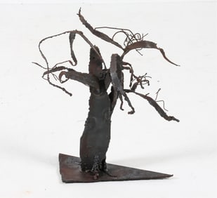BRUTALIST IRON TREE SCULPTURE