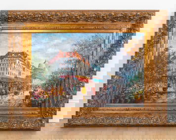 FRENCH STREET SCENE PAINTING O/C