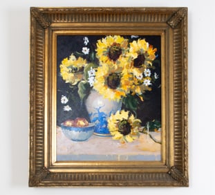 FLORAL STILL LIFE PAINTING BY JERRY GEORGOFF O/C