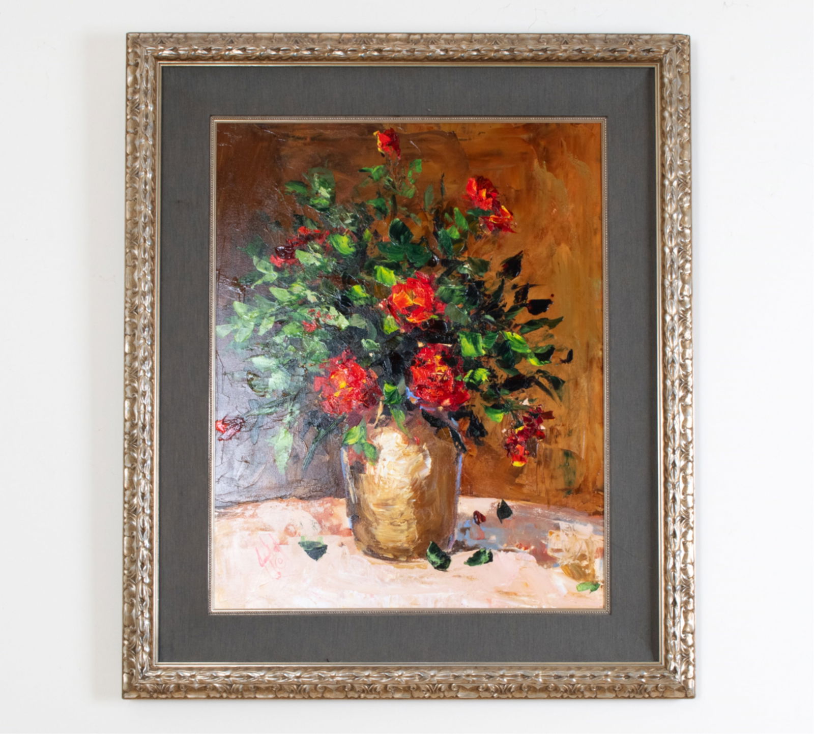 FLORAL STILL LIFE PAINTING BY JERRY GEORGOFF O/C (1 of 9)