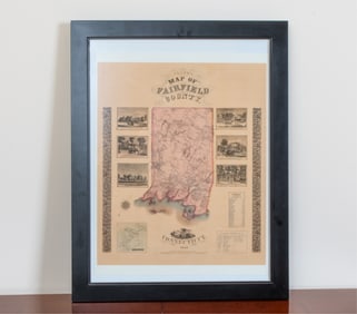 VINTAGE FRAMED PRINT OF FAIRFIELD COUNTY, CT
