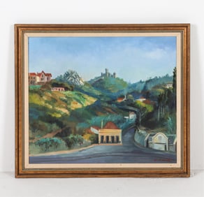 MID-CENTURY LANDSCAPE O/C PAINTING