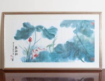 VINTAGE CHINESE SILK PAINTING PRINT